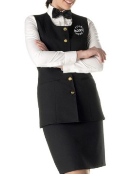 Women Restaurant Bar Uniform Set Black